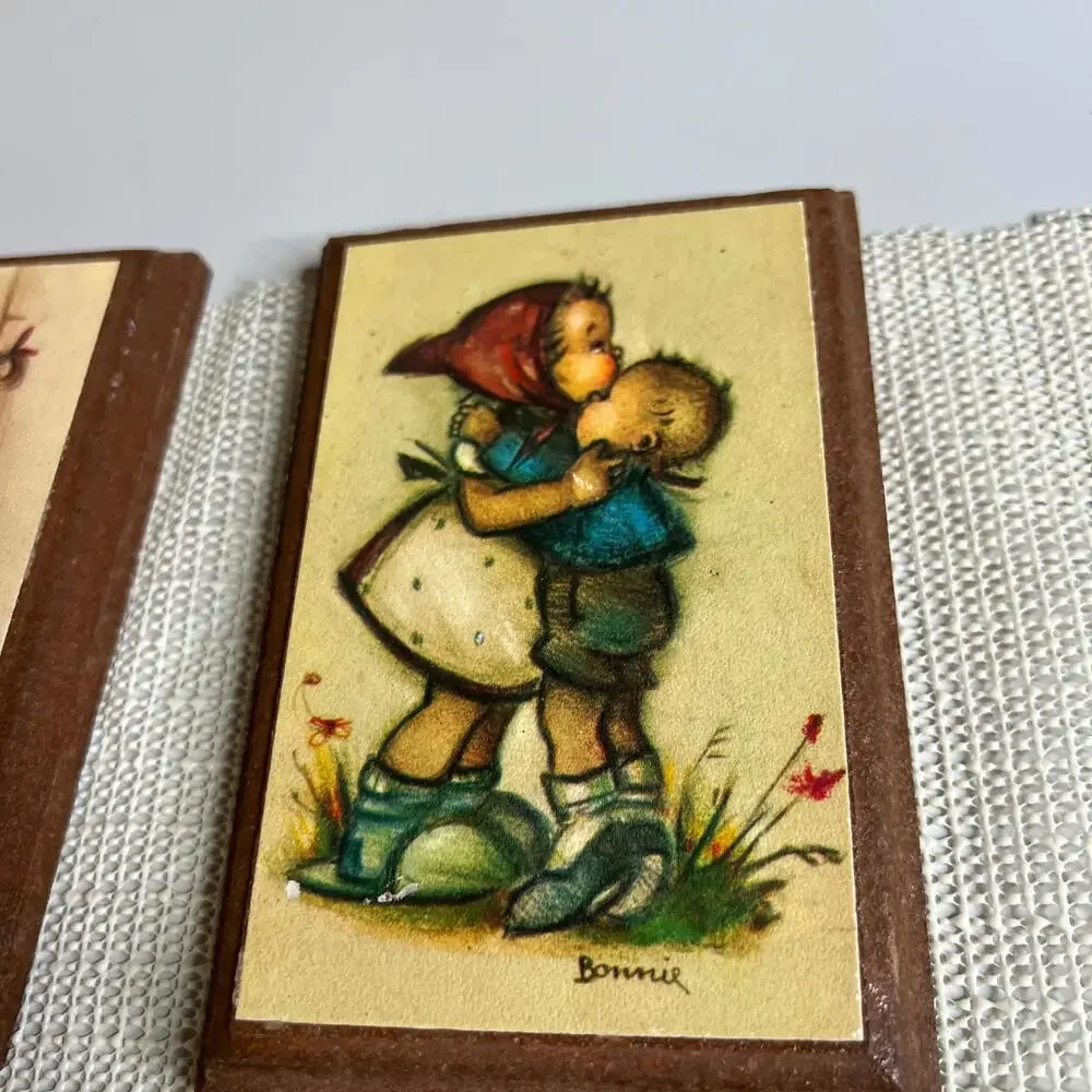 Vintage Bonnie Wall Plaques Set of 4 – Children Art‎ Wood Plaques Hummel Style